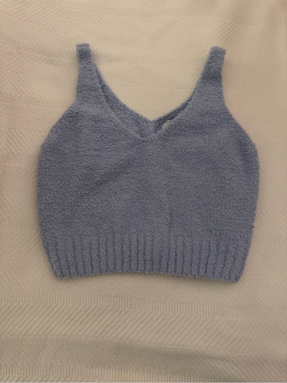 Oh Polly Soft V-Neck Knit Crop Top in Light Blue